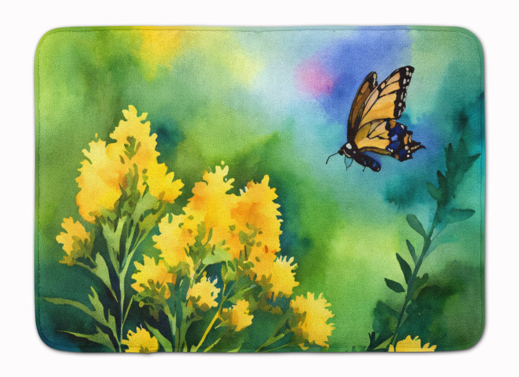 Kentucky Goldenrod in Watercolor Memory Foam Kitchen Mat Machine Washable Anti-Fatigue Cushion Comfort Bath or Kitchen Rug