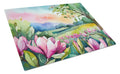 Louisiana Magnolias in Watercolor Cutting Board Tempered Glass Kitchen Cutting Surface, Heat Resistant Chopping, Non-Slip Feet, Food Prep & Serving