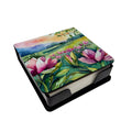 Louisiana Magnolias in Watercolor PU Leather Note Paper Holder with Artist-Designed Cover, Desk Accessory, Office Gift