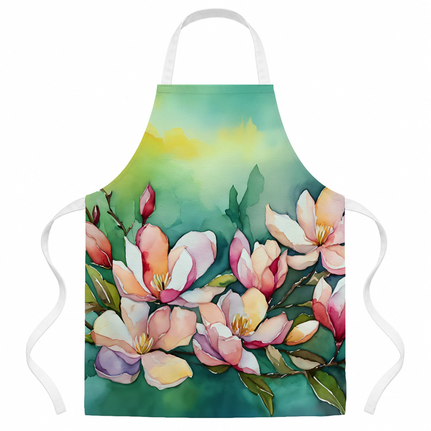 Louisiana Magnolias in Watercolor Apron Cooking Kitchen Server Baking Crafts Gardening for Adult Women Men, Unisex, Large, Multicolor