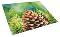 Maine White Pine Cone and Tassels in Watercolor Cutting Board Tempered Glass Kitchen Cutting Surface, Heat Resistant Chopping, Non-Slip Feet, Food Prep & Serving
