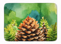 Maine White Pine Cone and Tassels in Watercolor Memory Foam Kitchen Mat Machine Washable Anti-Fatigue Cushion Comfort Bath or Kitchen Rug