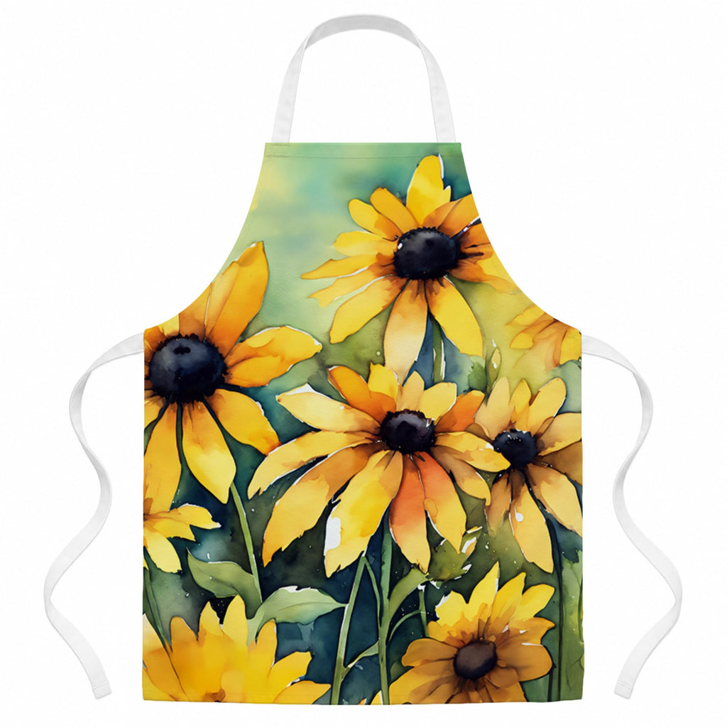Maryland Black-Eyed Susans in Watercolor Apron Cooking Kitchen Server Baking Crafts Gardening for Adult Women Men, Unisex, Large, Multicolor