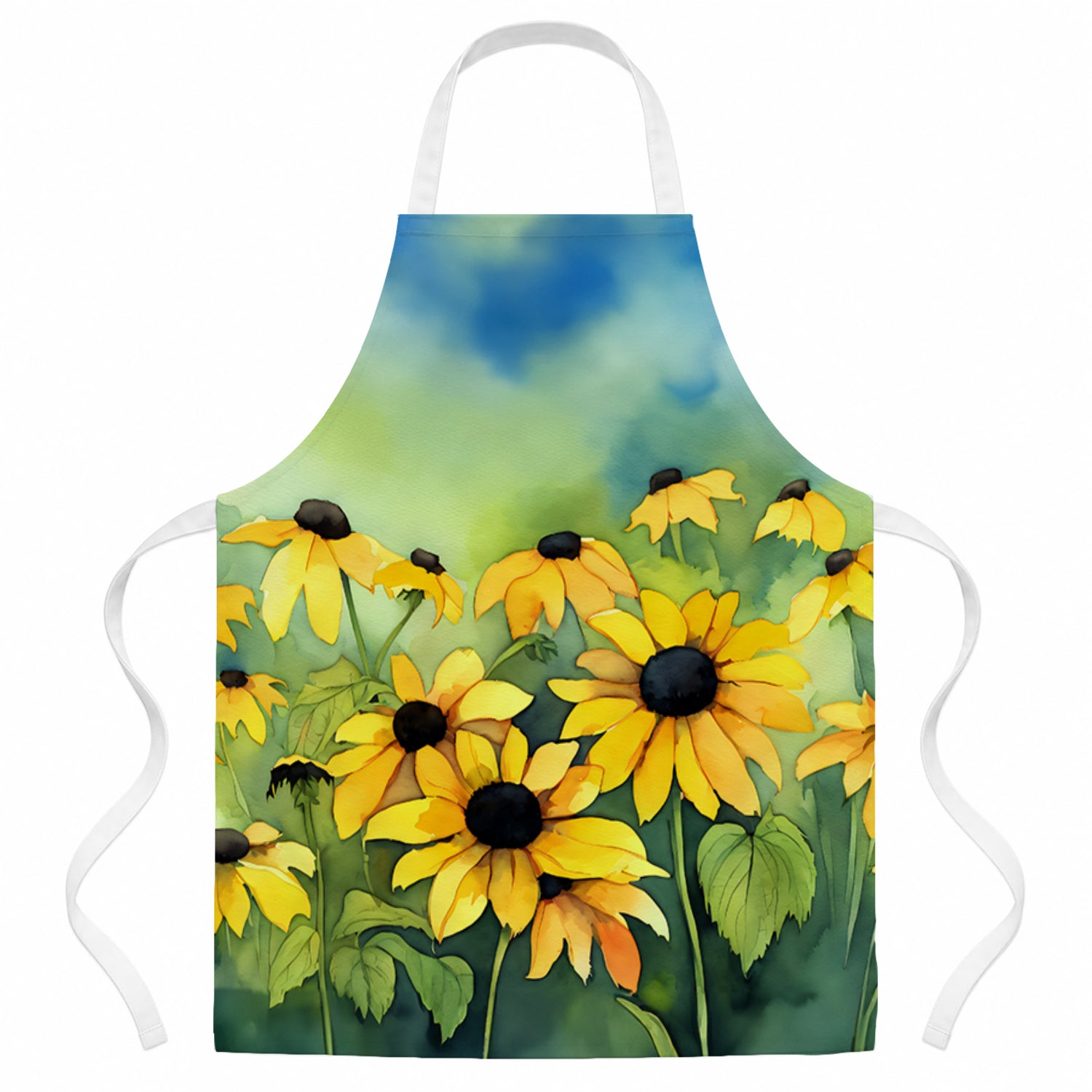 Maryland Black-Eyed Susans in Watercolor Apron Cooking Kitchen Server Baking Crafts Gardening for Adult Women Men, Unisex, Large, Multicolor