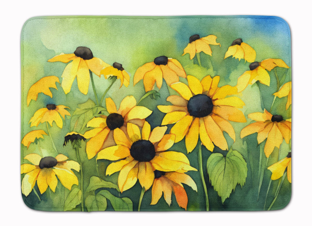 Maryland Black-Eyed Susans in Watercolor Memory Foam Kitchen Mat Machine Washable Anti-Fatigue Cushion Comfort Bath or Kitchen Rug
