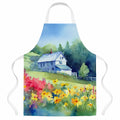 Massachusetts Mayflowers in Watercolor Apron Cooking Kitchen Server Baking Crafts Gardening for Adult Women Men, Unisex, Large, Multicolor