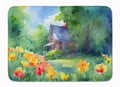 Massachusetts Mayflowers in Watercolor Memory Foam Kitchen Mat Machine Washable Anti-Fatigue Cushion Comfort Bath or Kitchen Rug