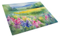 Massachusetts Mayflowers in Watercolor Cutting Board Tempered Glass Kitchen Cutting Surface, Heat Resistant Chopping, Non-Slip Feet, Food Prep & Serving