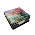 Michigan Apple Blossoms in Watercolor PU Leather Note Paper Holder with Artist-Designed Cover, Desk Accessory, Office Gift