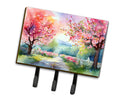Michigan Apple Blossoms in Watercolor Leash or Key Holder Wall Hooks, Coat Rack Wall Mount, for Hanging Keys, Towels, Aprons, Leashes