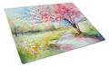 Michigan Apple Blossoms in Watercolor Cutting Board Tempered Glass Kitchen Cutting Surface, Heat Resistant Chopping, Non-Slip Feet, Food Prep & Serving