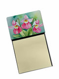 Minnesota Pink and White Lady’s Slippers in Watercolor Watercolor Sticky Note Holder Refillable Dispenser Desk Accessory 3x3 Pad Gift