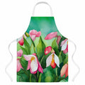 Minnesota Pink and White Lady’s Slippers in Watercolor Apron Cooking Kitchen Server Baking Crafts Gardening for Adult Women Men, Unisex, Large, Multicolor