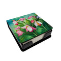 Minnesota Pink and White Lady’s Slippers in Watercolor PU Leather Note Paper Holder with Artist-Designed Cover, Desk Accessory, Office Gift