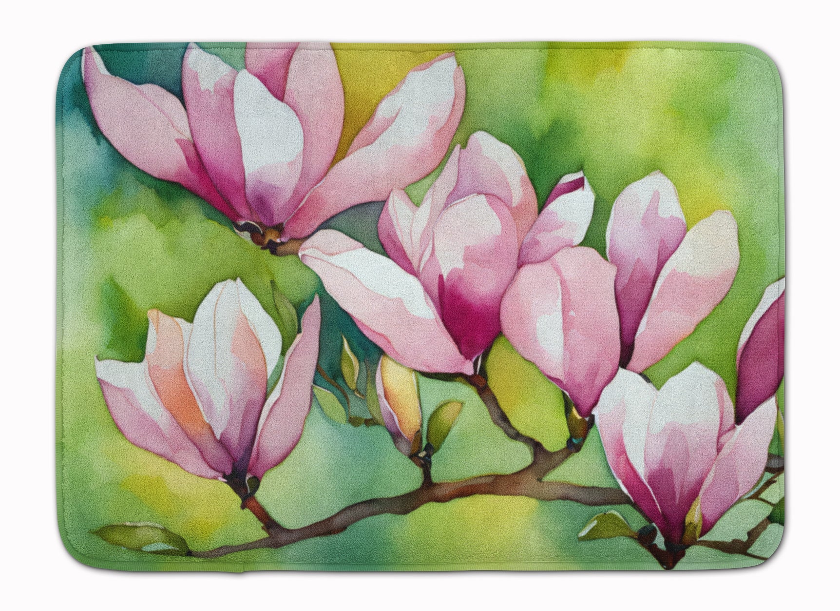 Mississippi Magnolia in Watercolor Memory Foam Kitchen Mat Machine Washable Anti-Fatigue Cushion Comfort Bath or Kitchen Rug