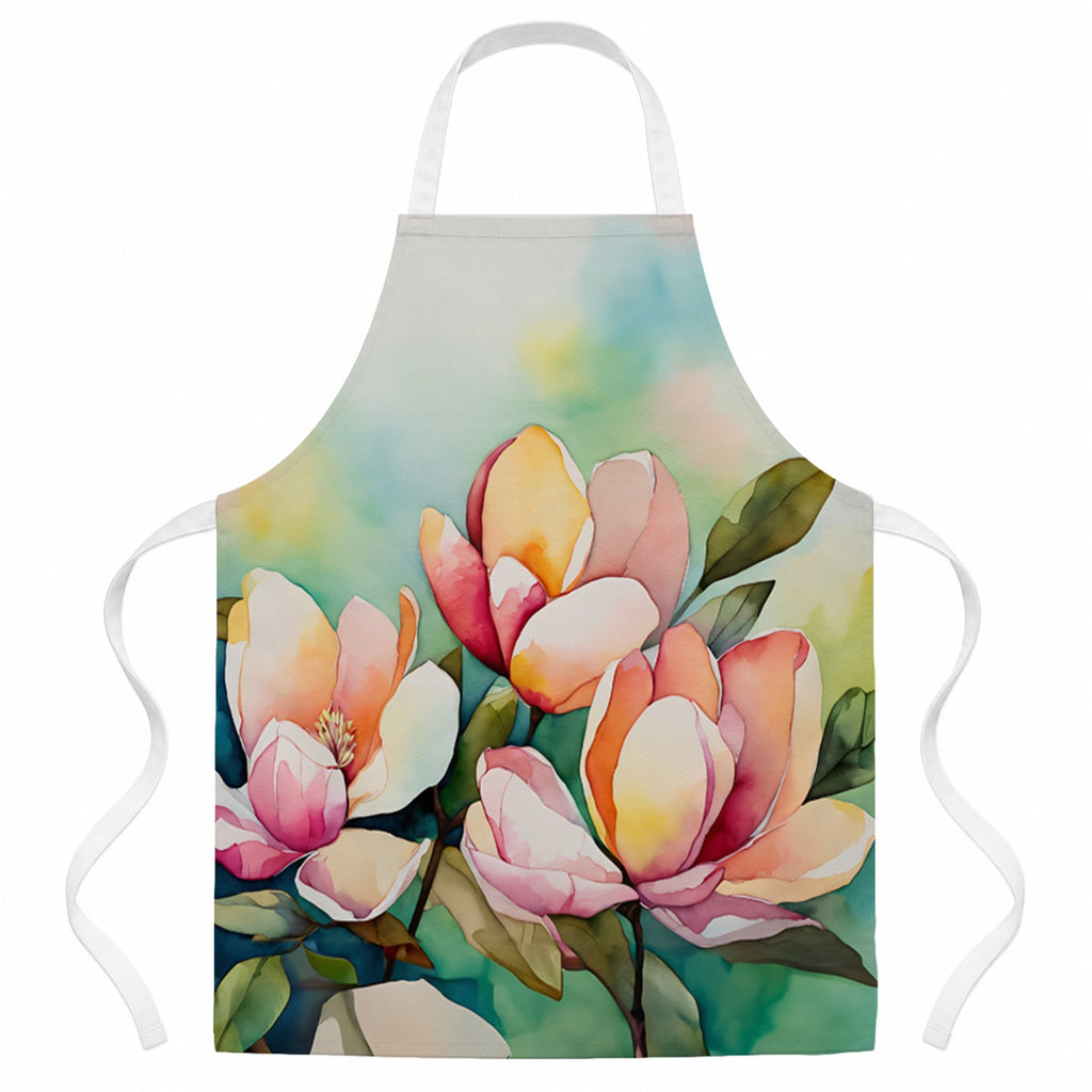 Mississippi Magnolia in Watercolor Apron Cooking Kitchen Server Baking Crafts Gardening for Adult Women Men, Unisex, Large, Multicolor