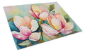 Mississippi Magnolia in Watercolor Cutting Board Tempered Glass Kitchen Cutting Surface, Heat Resistant Chopping, Non-Slip Feet, Food Prep & Serving