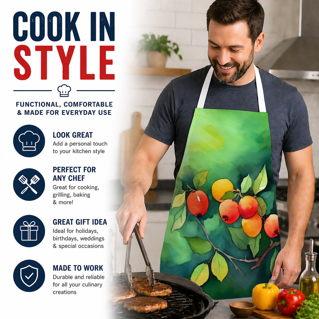 Missouri Hawthorns in Watercolor Apron Cooking Kitchen Server Baking Crafts Gardening for Adult Women Men, Unisex, Large, Multicolor