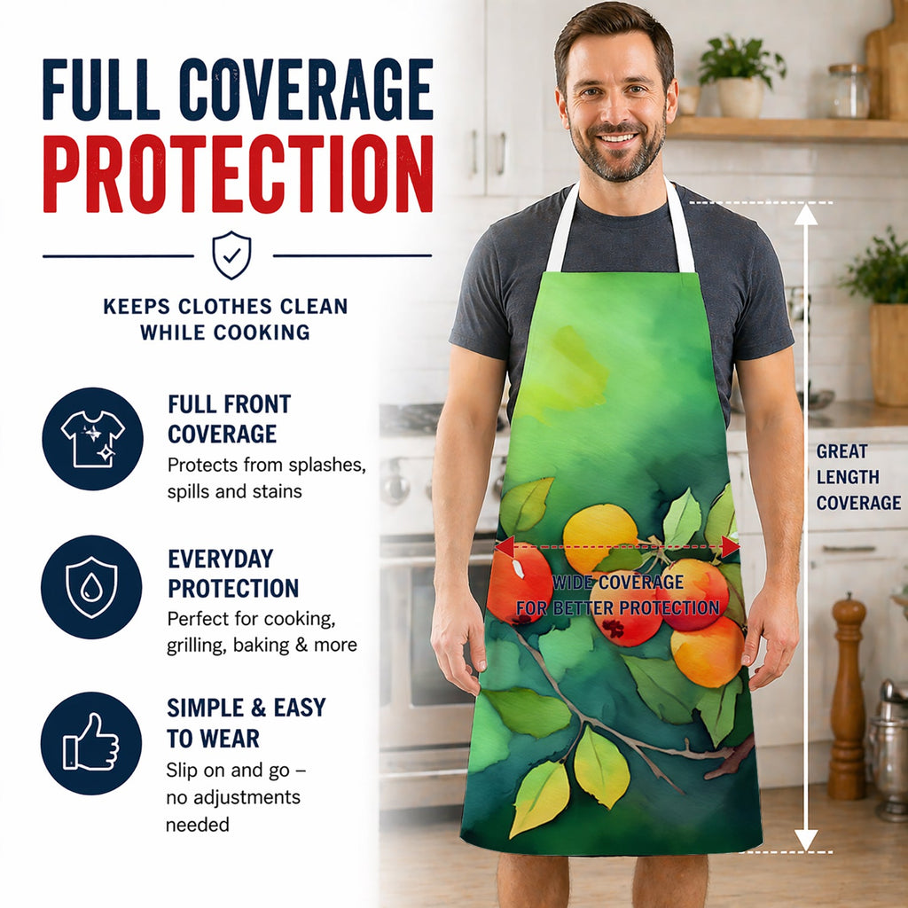 Missouri Hawthorns in Watercolor Apron Cooking Kitchen Server Baking Crafts Gardening for Adult Women Men, Unisex, Large, Multicolor