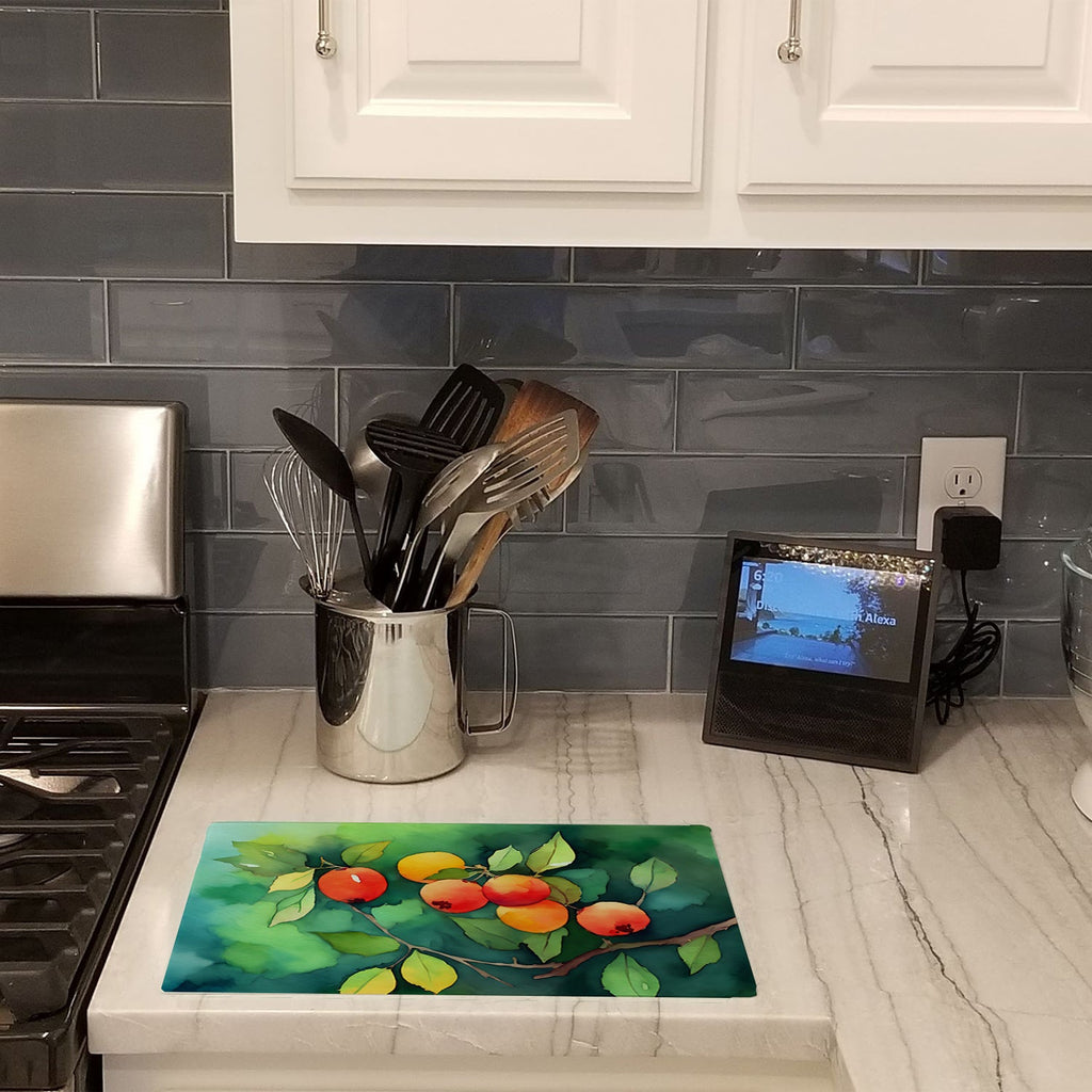 Missouri Hawthorns in Watercolor Cutting Board Tempered Glass Kitchen Cutting Surface, Heat Resistant Chopping, Non-Slip Feet, Food Prep & Serving