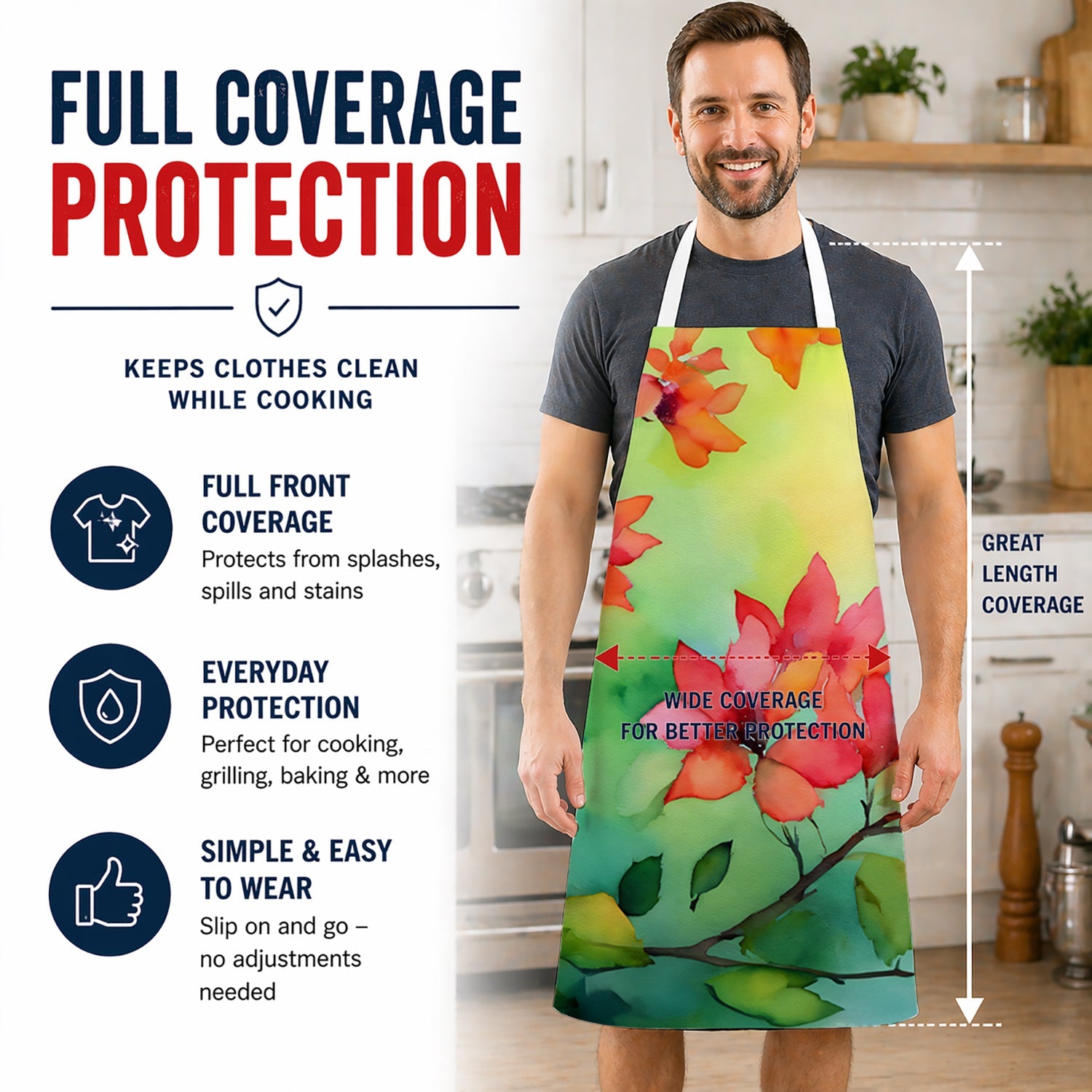 Missouri Hawthorns in Watercolor Apron Cooking Kitchen Server Baking Crafts Gardening for Adult Women Men, Unisex, Large, Multicolor