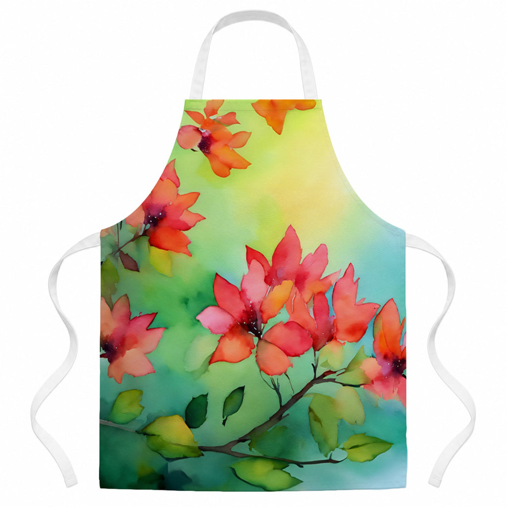 Missouri Hawthorns in Watercolor Apron Cooking Kitchen Server Baking Crafts Gardening for Adult Women Men, Unisex, Large, Multicolor