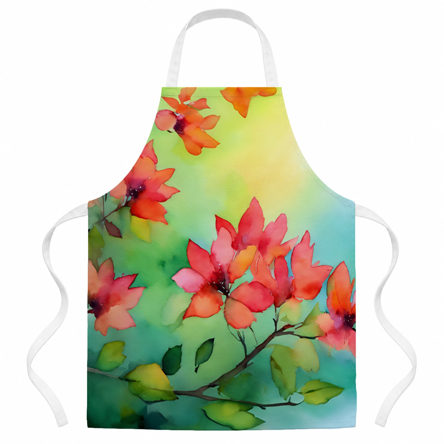 Missouri Hawthorns in Watercolor Apron Cooking Kitchen Server Baking Crafts Gardening for Adult Women Men, Unisex, Large, Multicolor