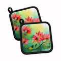 Missouri Hawthorns in Watercolor Pot Holder Set of 2 Heat Resistant Quilted Hot Pads 7.5 x 7.5 Inch, Insulated Kitchen Trivets for Cooking & Baking