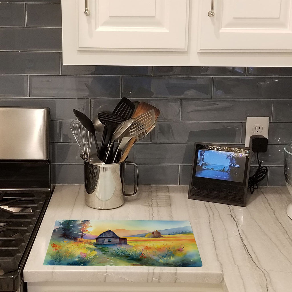 Montana Bitterroot in Watercolor Cutting Board Tempered Glass Kitchen Cutting Surface, Heat Resistant Chopping, Non-Slip Feet, Food Prep & Serving
