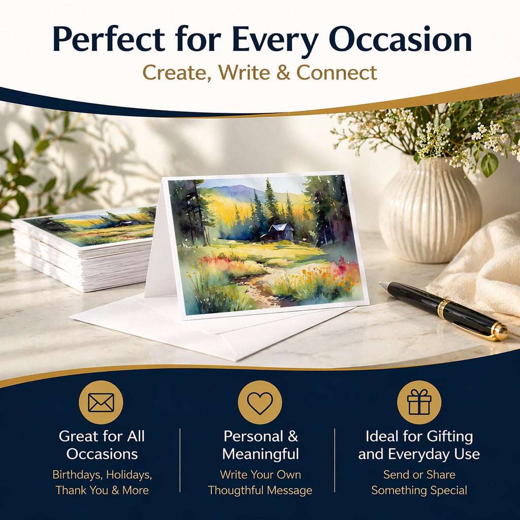 Montana Bitterroot in Watercolor Greeting Cards Pack of 8 Blank Cards with Envelopes Whimsical A7 Size 5x7