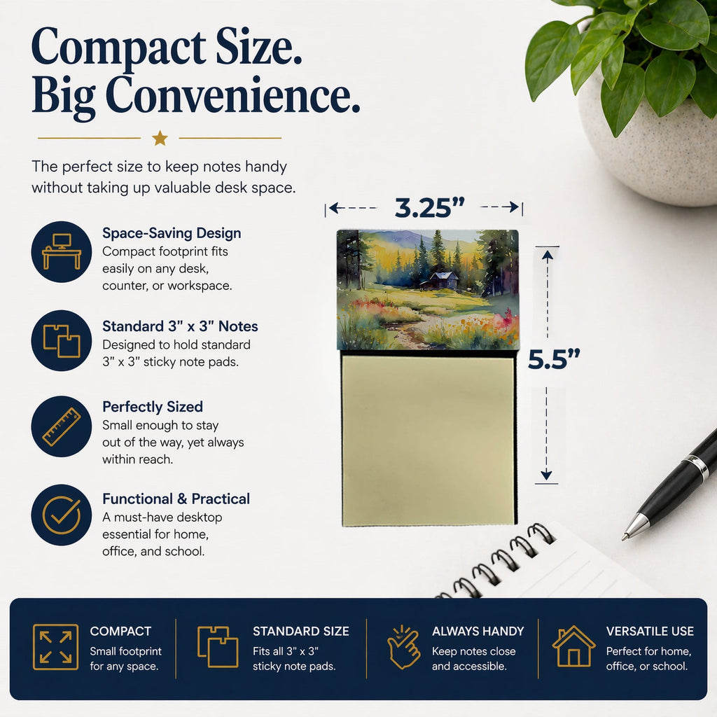 Montana Bitterroot in Watercolor Watercolor Sticky Note Holder Refillable Dispenser Desk Accessory 3x3 Pad Gift