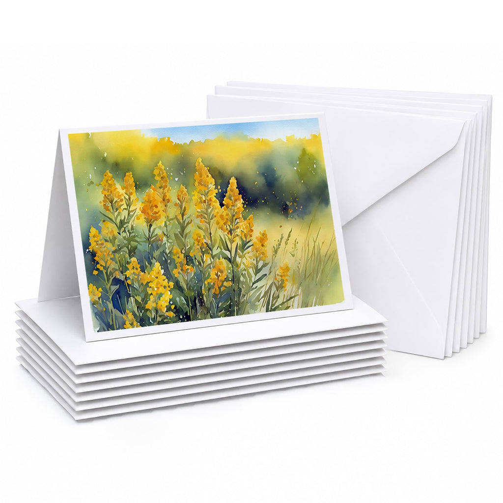 Nebraska Goldenrod in Watercolor Greeting Cards Pack of 8 Blank Cards with Envelopes Whimsical A7 Size 5x7