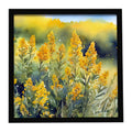 Nebraska Goldenrod in Watercolor Framed Metal Print Bathroom, Kitchen, Office, Home Decor Wall Art Ready to Hang, Square, 8X8