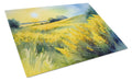 Nebraska Goldenrod in Watercolor Cutting Board Tempered Glass Kitchen Cutting Surface, Heat Resistant Chopping, Non-Slip Feet, Food Prep & Serving