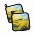 Nebraska Goldenrod in Watercolor Pot Holder Set of 2 Heat Resistant Quilted Hot Pads 7.5 x 7.5 Inch, Insulated Kitchen Trivets for Cooking & Baking