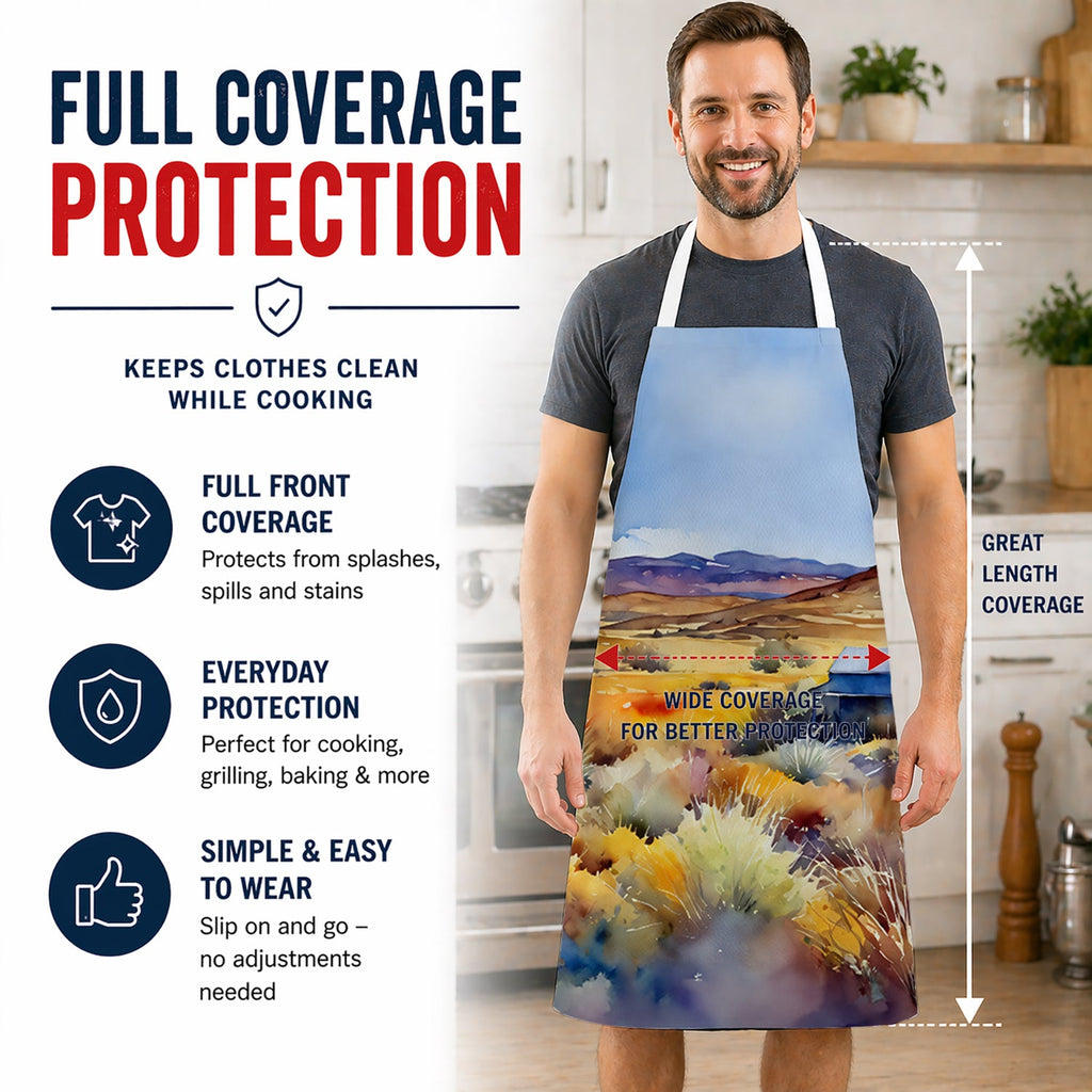 Nevada Sagebrush in Watercolor Apron Cooking Kitchen Server Baking Crafts Gardening for Adult Women Men, Unisex, Large, Multicolor
