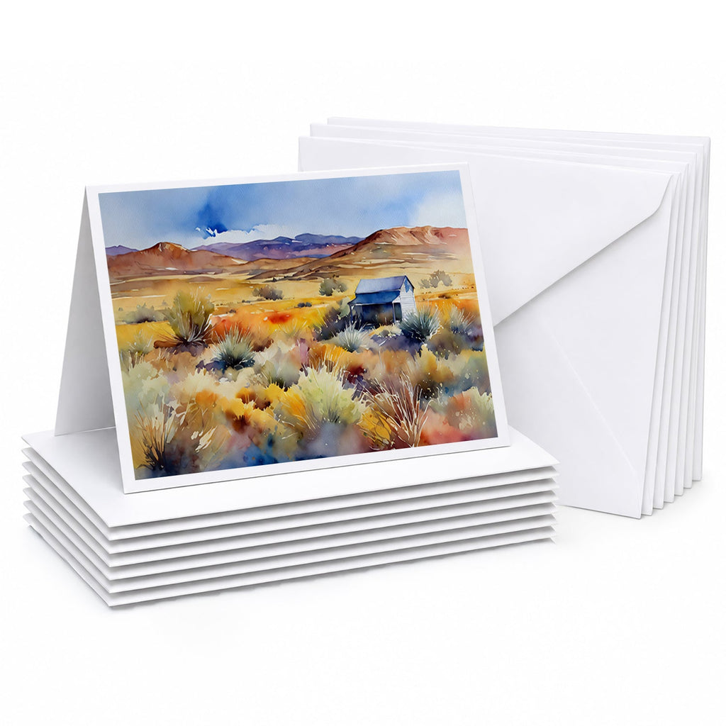 Nevada Sagebrush in Watercolor Greeting Cards Pack of 8 Blank Cards with Envelopes Whimsical A7 Size 5x7
