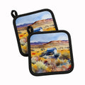 Nevada Sagebrush in Watercolor Pot Holder Set of 2 Heat Resistant Quilted Hot Pads 7.5 x 7.5 Inch, Insulated Kitchen Trivets for Cooking & Baking