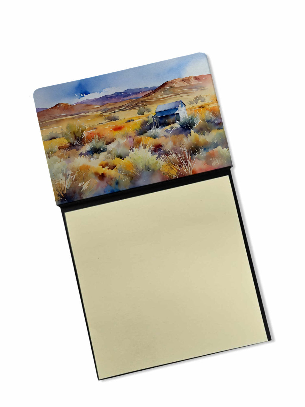 Nevada Sagebrush in Watercolor Watercolor Sticky Note Holder Refillable Dispenser Desk Accessory 3x3 Pad Gift