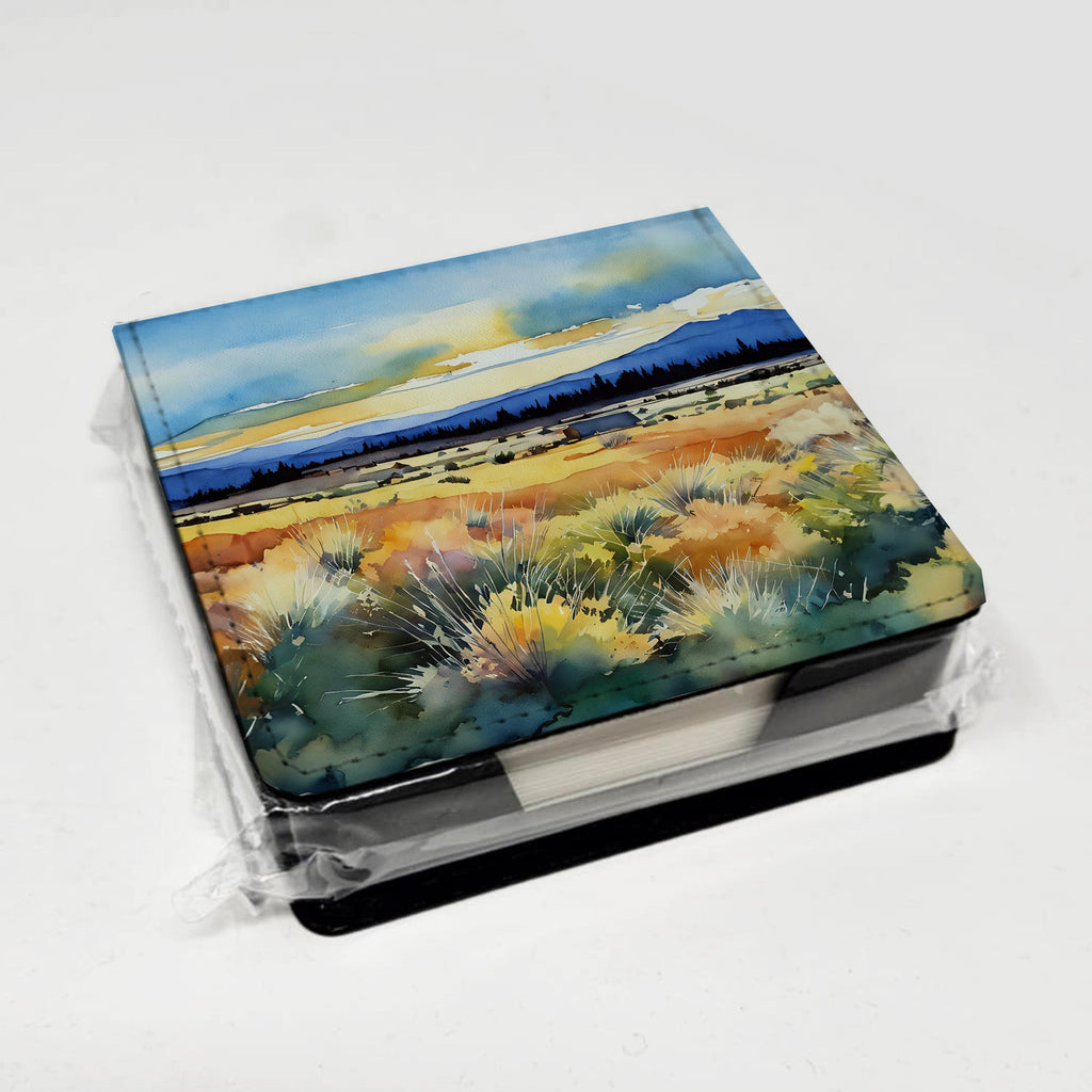 Nevada Sagebrush in Watercolor PU Leather Note Paper Holder with Artist-Designed Cover, Desk Accessory, Office Gift
