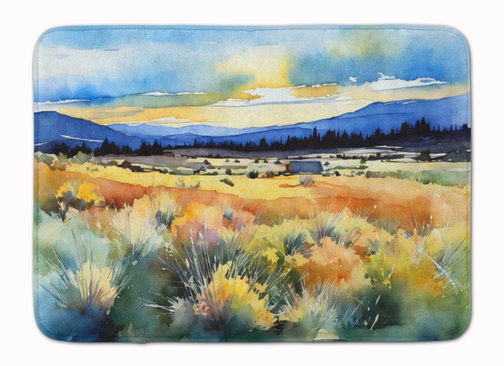 Nevada Sagebrush in Watercolor Memory Foam Kitchen Mat Machine Washable Anti-Fatigue Cushion Comfort Bath or Kitchen Rug
