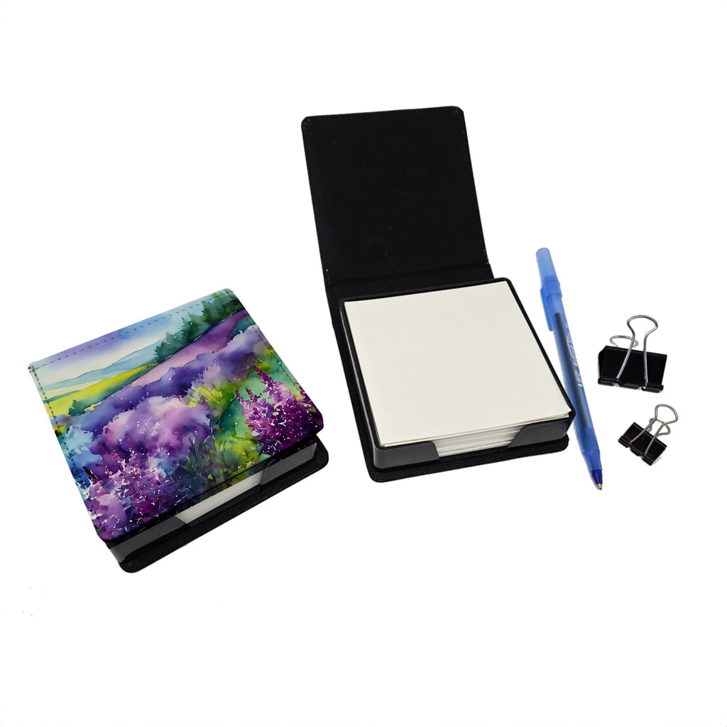 New Hampshire Purple Lilac in Watercolor PU Leather Note Paper Holder with Artist-Designed Cover, Desk Accessory, Office Gift