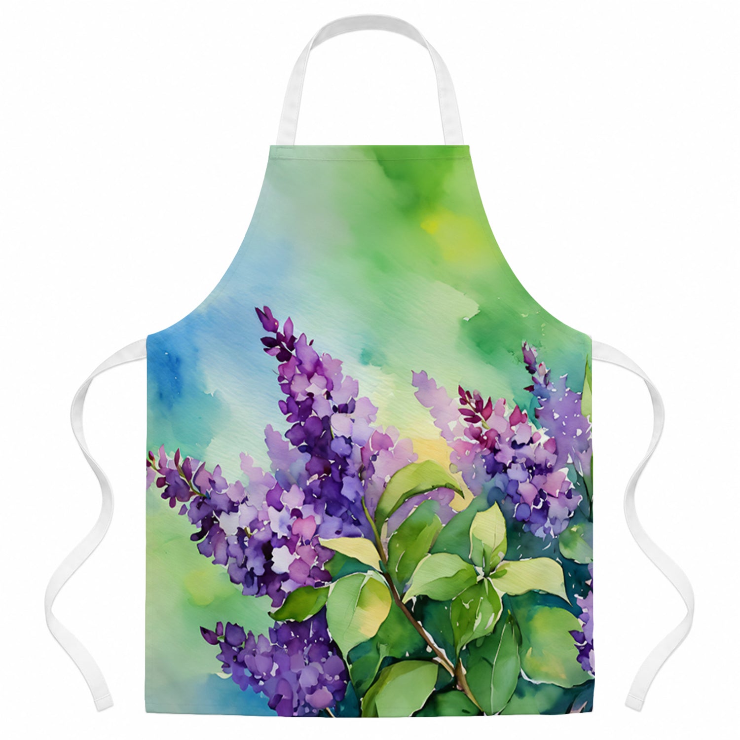 New Hampshire Purple Lilac in Watercolor Apron Cooking Kitchen Server Baking Crafts Gardening for Adult Women Men, Unisex, Large, Multicolor