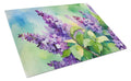 New Hampshire Purple Lilac in Watercolor Cutting Board Tempered Glass Kitchen Cutting Surface, Heat Resistant Chopping, Non-Slip Feet, Food Prep & Serving