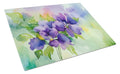 New Jersey Violet in Watercolor Cutting Board Tempered Glass Kitchen Cutting Surface, Heat Resistant Chopping, Non-Slip Feet, Food Prep & Serving