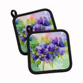 New Jersey Violet in Watercolor Pot Holder Set of 2 Heat Resistant Quilted Hot Pads 7.5 x 7.5 Inch, Insulated Kitchen Trivets for Cooking & Baking