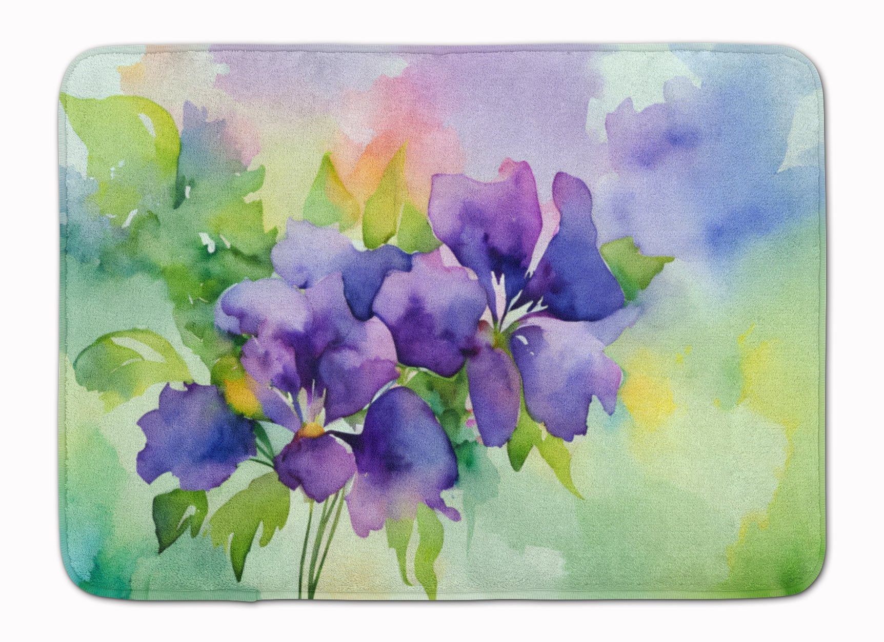 New Jersey Violet in Watercolor Memory Foam Kitchen Mat Machine Washable Anti-Fatigue Cushion Comfort Bath or Kitchen Rug