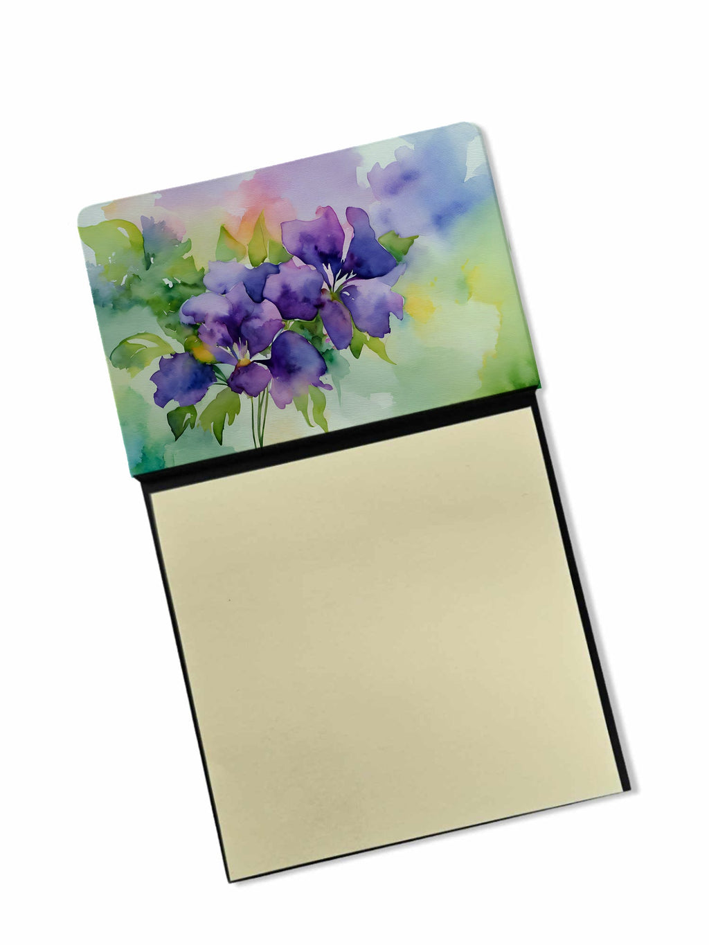 New Jersey Violet in Watercolor Watercolor Sticky Note Holder Refillable Dispenser Desk Accessory 3x3 Pad Gift