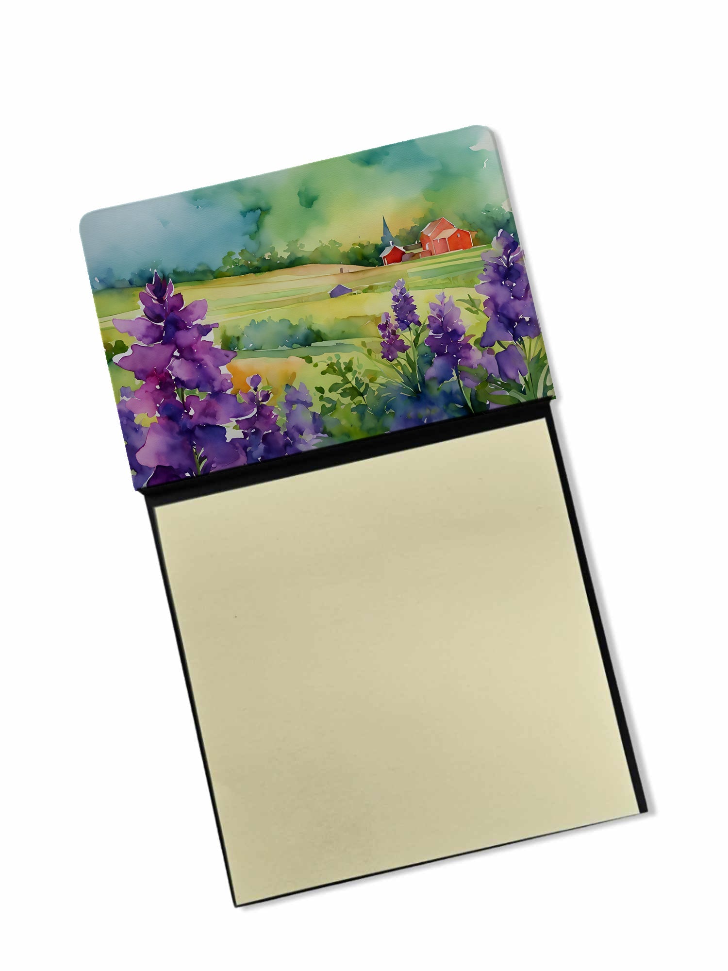 New Jersey Violet in Watercolor Watercolor Sticky Note Holder Refillable Dispenser Desk Accessory 3x3 Pad Gift