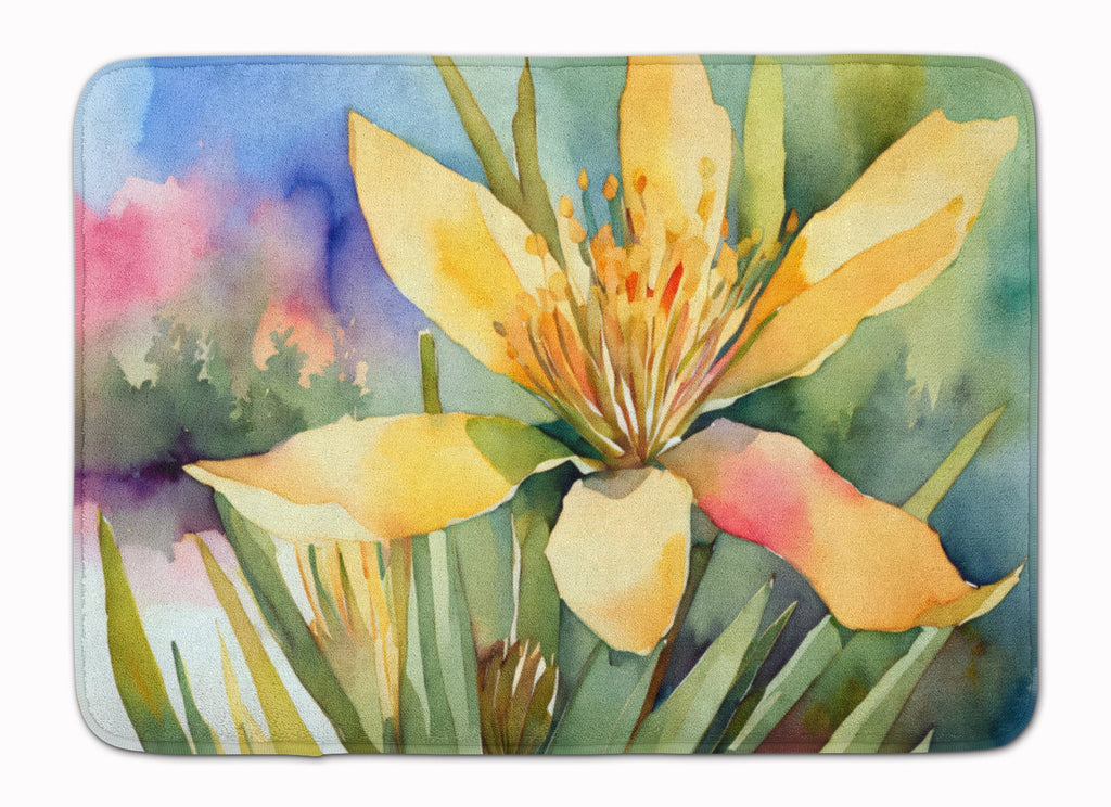 New Mexico Yucca Flower in Watercolor Memory Foam Kitchen Mat Machine Washable Anti-Fatigue Cushion Comfort Bath or Kitchen Rug